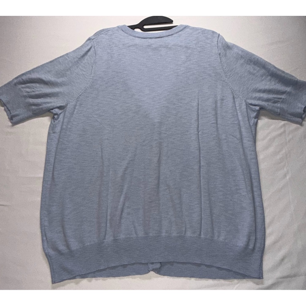 Woman Within Cardigan Womens 1X Blue Short Sleeve V-Neck Button Up Knit Sweater - Picture 6 of 6